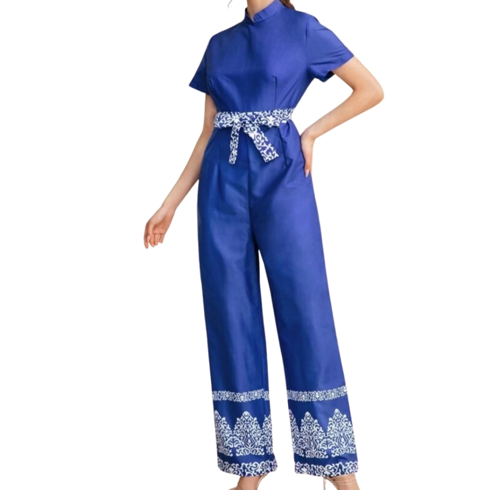 Royal blue straight leg jumpsuit